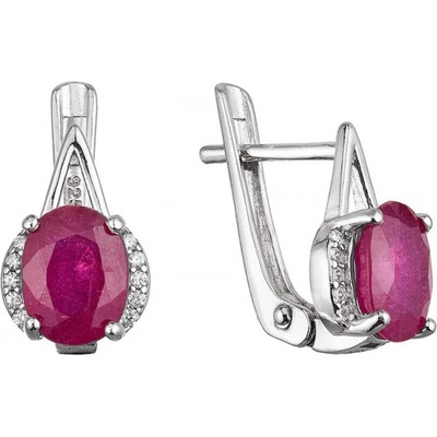 Pavona stříbrné náušnice luxusní s pravými minerálními kameny červené 11489.3 ruby