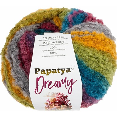 BELLATEX Priadza Papatya Dreamy 100 g, 06 modrá, horčicová, zelená, bordó, šedá