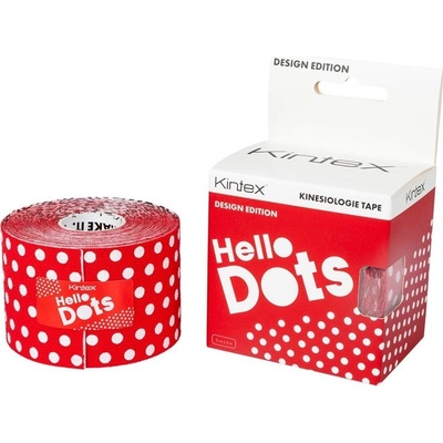 Kintex Design Kineziologický tejp Hello Dots Red 5 m x 5 cm