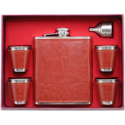 Ploskačka Leather XXL s pohárikmi a lievikom I. 540 ml