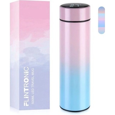 Cestovní termoska 500 ml s LED displejem teploty, růžovo-modrá