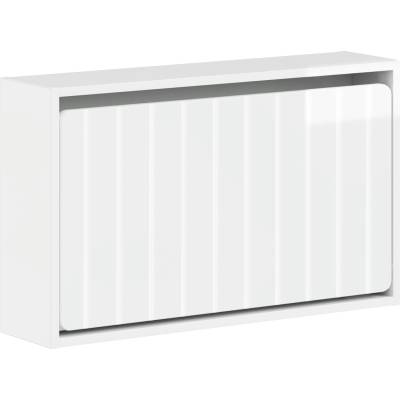 vidaXL Стенно шкафче за обувки ZWOLLE 71 x 17 x 43 см Бял гланц (896409)