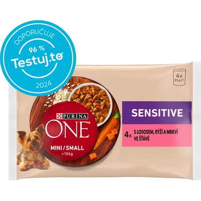 Purina one Adult Mini Sensitive Losos ve šťávě 48 x 85 g