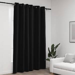 Pure Line Home Завеса с ленена текстура в цвят антрацит с метални халки, 290 x 245 см