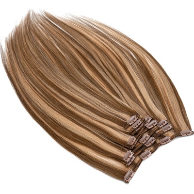Clip in vlasy 40cm Remy pravé lidské AAA tmavý melír