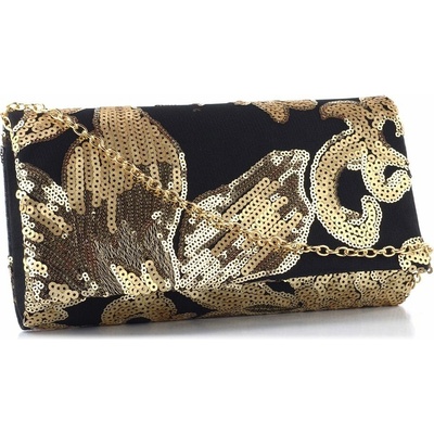 Bulaggi černé společenské psaníčko s flitry Flower gold BU-32690