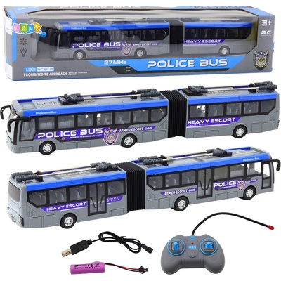 LeanToys RC kloubový policejní autobus se světly šedý 1:32 LEAN Toys