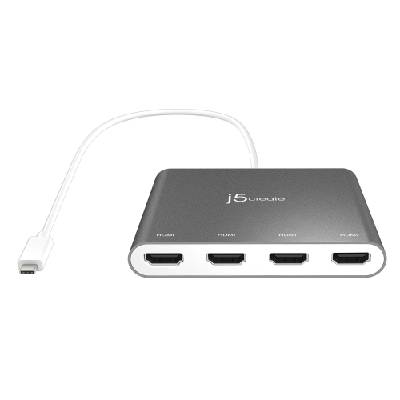 Адаптер j5create JCA366, За 4 монитора, USB-C - 4 x HDMI (JCA366)