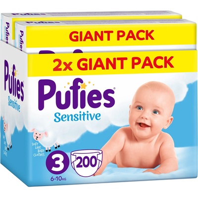 pufies Бебешки пелени Pufies Sensitive 3, 6-10 kg, 200 броя, Giant Pack (3800024036323)