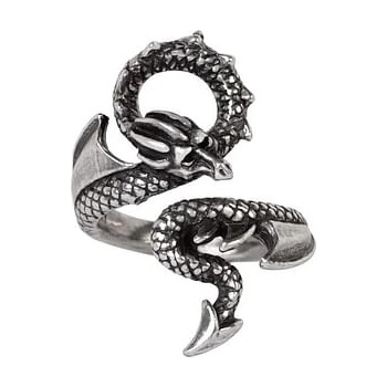 Alchemy Gothic Prsteň v objatí draka R245