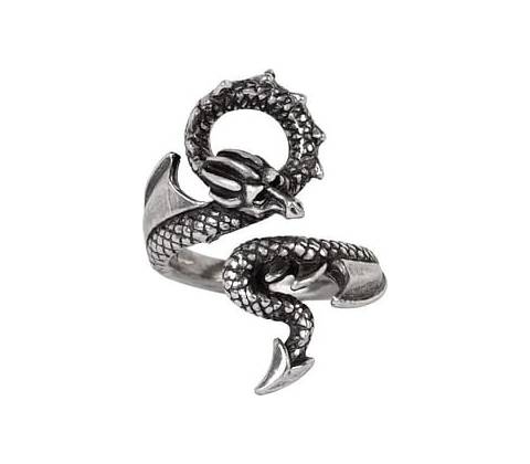 Alchemy Gothic Prsteň v objatí draka R245