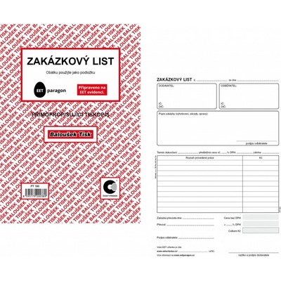 Baloušek Tisk PT180 Zakázkový list A5 – Zboží Dáma