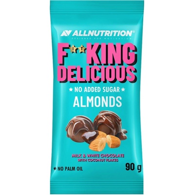 ALLNUTRITION Fitking Delicious Almonds 90 g MLIEČNA A BIELA ČOKOLÁDA S KOKOSOVÝMI VLOČKAMI