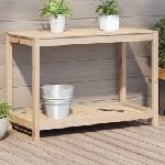 vidaXL Маса за разсаждане с рафт, 108x50x75 см, борово дърво масив (832402)