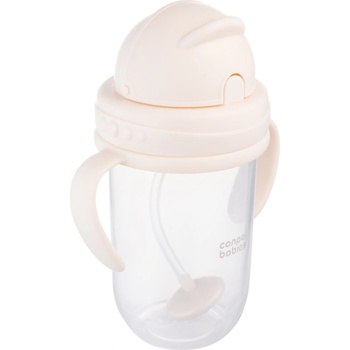Canpol babies Неразливаща се чаша със сламка и дръжки Canpol - 270 ml, Крем (56/623_cre)