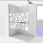 Mexen Kioto+ душ стена със стелаж Walk-in 90 x 200 см, бял мотив, розово злато (800-090-121-60-85)