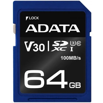 ADATA SDXC Premier Pro 64GB C10/U3/V30 ASDX64GUI3V30S-R