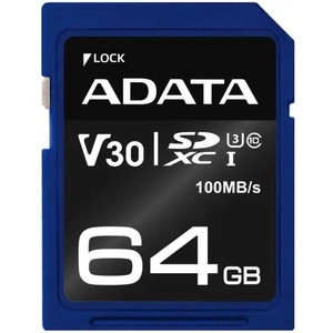 ADATA SDXC Premier Pro 64GB C10/U3/V30 ASDX64GUI3V30S-R