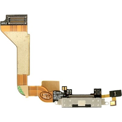 AppleKing napájací a dátový konektor s mikrofónom a flex káblom pre Apple iPhone 4 – čierna