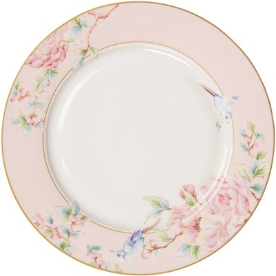 Clayre & Eef Porcelánový jedálenský tanier s ružovými kvetmi Rosa 27 x 2 cm