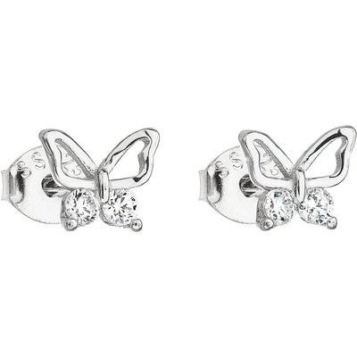 Pavona Stříbrné náušnice se zirkonem bílý motýl 11036.1