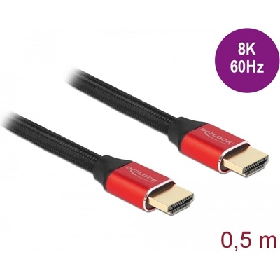 Delock Ултра високоскоростен HDMI кабел 48 Gbps 8K 60 Hz червен 0, 5 м сертифициран