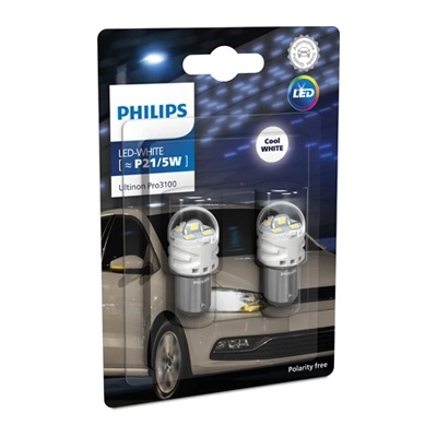 Philips Крушка, LED, стоп светлини / габарити PHILIPS P21/5W, 12V, 2, 4/0, 48W, 6000K, 200lm, 2 бр