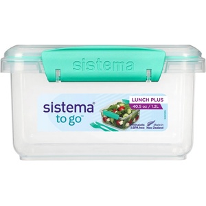 Sistema Кутия за обяд Sistema To Go Lunch Plus 1.2 л с прибори за хранене, зелена
