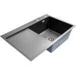  Кухненска мивка BOHM Home BH7849RB, антрацит, 780 × 490 мм, с ляв отцедник (18438) Мивка за вграждане