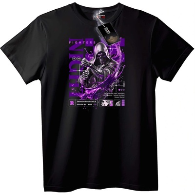 NOONEBRAND Тениска Нощни Бойци с Череп - XL, Black