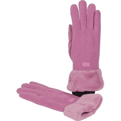 Дамски ръкавици във виолетово с пухче