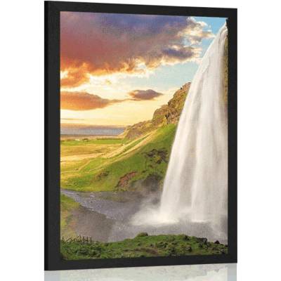 Plakát majestátní vodopád na Islandu - 20x30 black