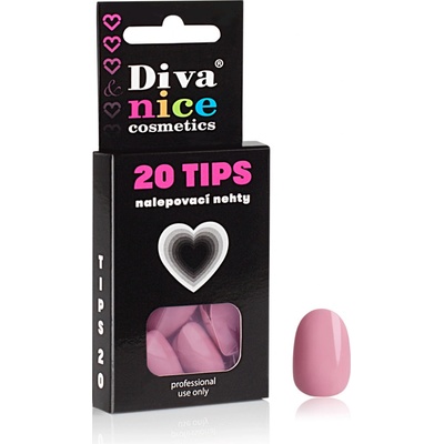 Diva & Nice Cosmetics Nalepovací umělé nehty TIPS 20 růžová pudrová oval 06