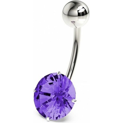 S4U Stříbrný piercing do pupíku, zirkon 10 mm (fialová) BP01017-A