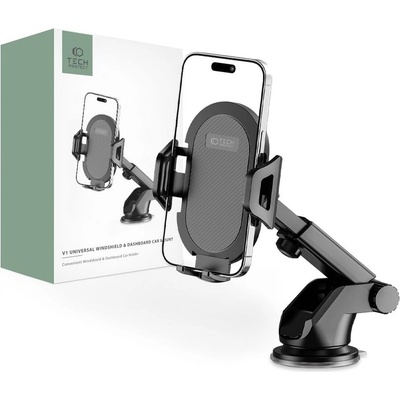 Tech-Protect Универсална стойка за автомобил с вендуза от Tech-Protect V1 Universal Windshield & Dashboard - Черна (795787710500)