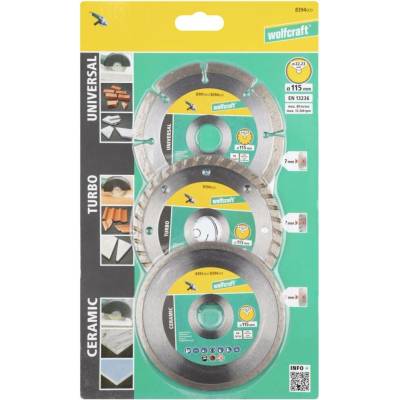 Wolfcraft Diamantový řezací kotouč 115 mm 8394000 3 ks