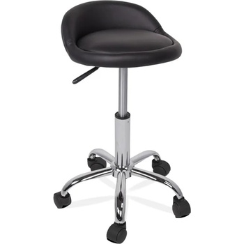 Carmen Бар стол Carmen 3067 (Нарушена опаковка), с колелца, хромирана база, еко кожа, газов амортисьор за регулиране на височината, черен