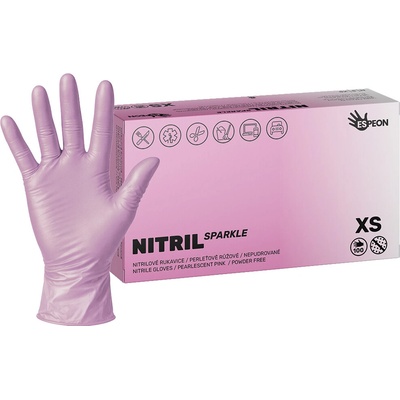 Espeon NITRIL SPARKLE nepudrované perleťovo ružové 100 ks