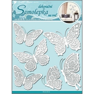 Anděl Přerov Samolepka na zeď motýli s bílými krajkovými křídly 30,5x30,5cm – Zboží Dáma