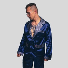 De Lafense Satyna pánské pyžamo dlouhé propínací šedé