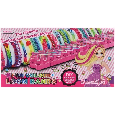 Udělej si náramek Gumičky Loom bands 300ks tkalcovský stav s doplňky