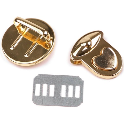 Sada zapínání na kabelku 30x32 mm srdce Varianta: 5 zlatá klasik, Balení: 10 sada