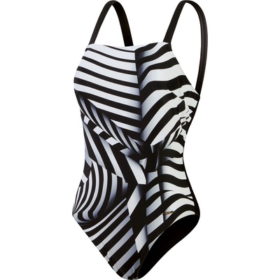 Speedo Бански костюм Speedo Women's Square Neck Swimsuit - Black / White