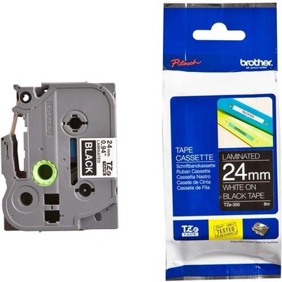Brother TZe-355 Tape White on Black, Laminated, 24mm, 8 m - Eco (TZE355)