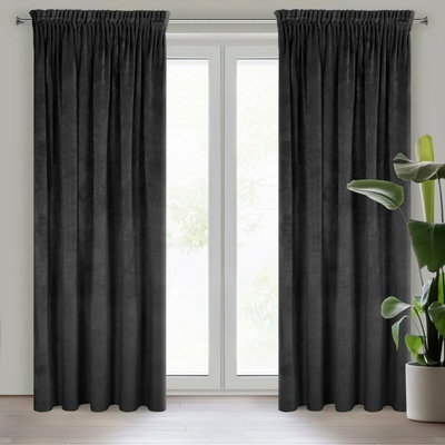 EUROFIRANY ZATEMŇOVACÍ ZÁVES NA PÁSKE VILLA 140X270 CM ČIERNA