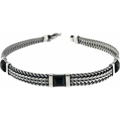 INFINITYSILVER Strieborný pánsky náramok s onyxmi 2021026B20