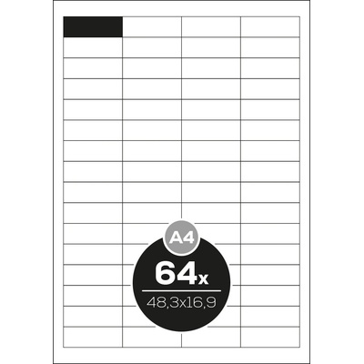 Altryal Etikety Top Stick bílé A4 48,3 x 16,9 mm 64 etiket 100 ks