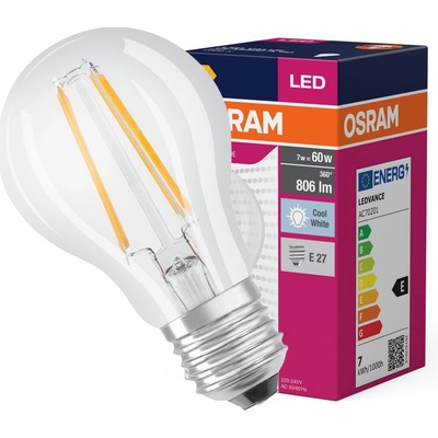 Osram Žiarovka LED FIL 060 ean8645 non-dim, 6,5W/840 E27 4000K Value CLASSIC A