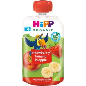 Hipp Био плодова закуска Hipp Hippis - Ябълка, ягода и банан, 100 g (8521)
