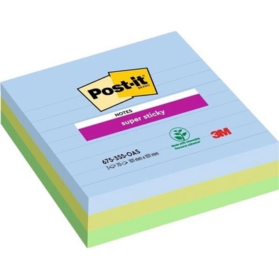 POST-IT Bloček Post-it Super Sticky OASIS, veľkosť 101x101 mm XL, linajkové, 3